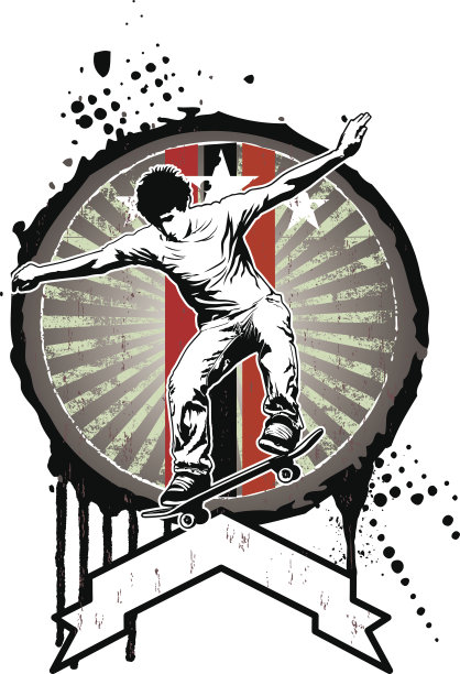 复古的模板盾牌与滑板图片下载