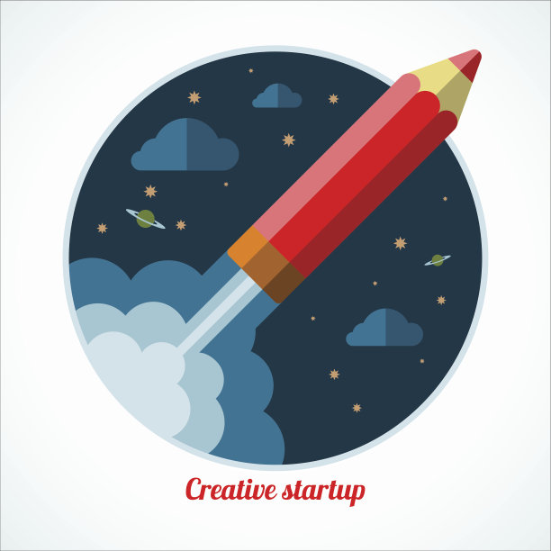 用铅笔火箭启动概念图片下载