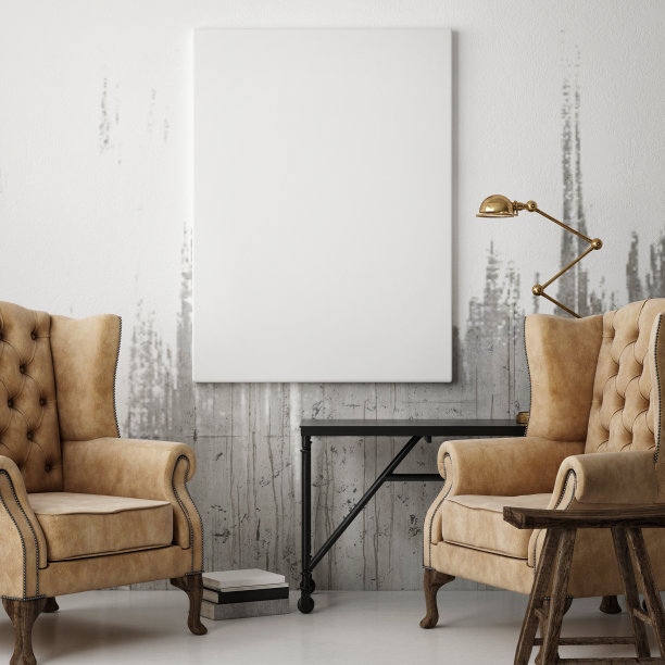 时髦的客厅里的白色海报图片下载