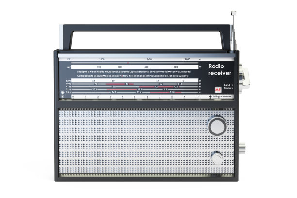 无线电接收器，3D渲染孤立的白色背景图片下载