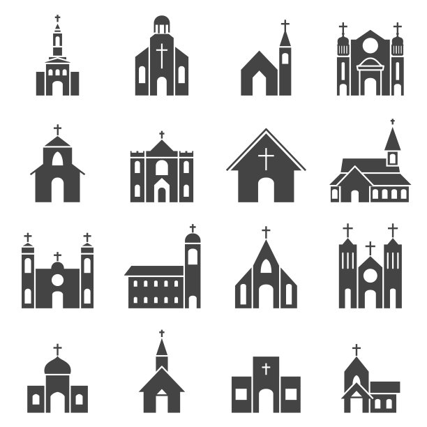 教堂建筑图标向量集素材图片