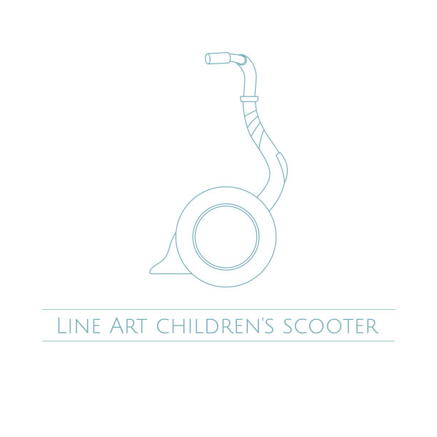 线艺术儿童滑板车一图片下载