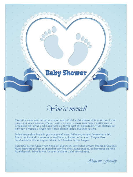 蓝色婴儿送礼会的短信邀请图片下载