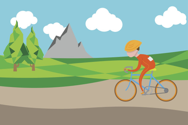 男人骑着自行车走在乡村公路上图片下载