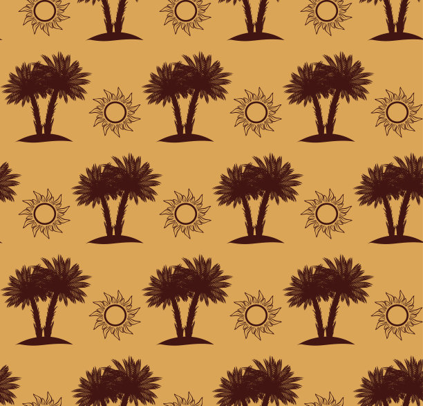 棕榈树，沙漠无缝图案图片下载