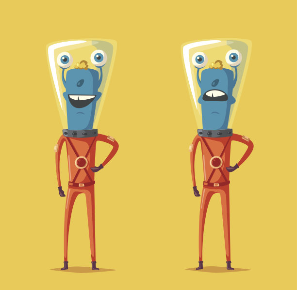 友好的外星人。卡通矢量图素材图片