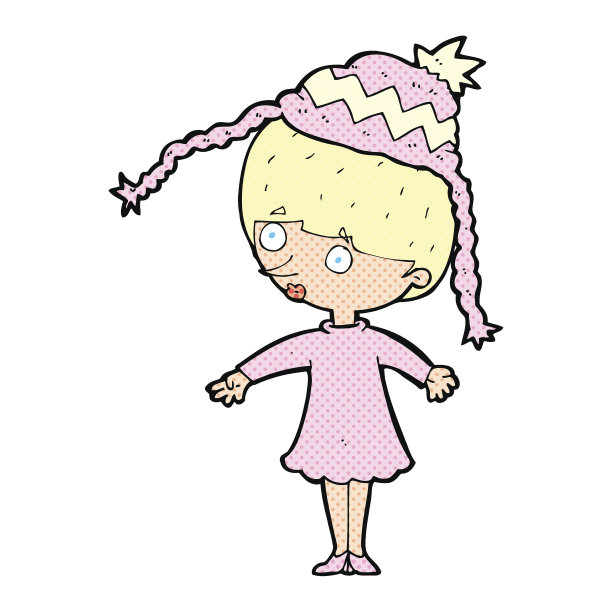 卡通女人戴着冬天的帽子图片下载