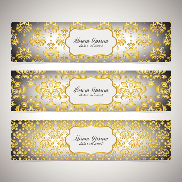 巴洛克风格的横横幅收藏。现代向量图片下载