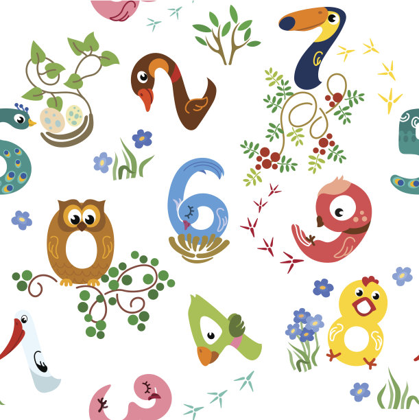 数字像鸟一样无缝图案图片下载