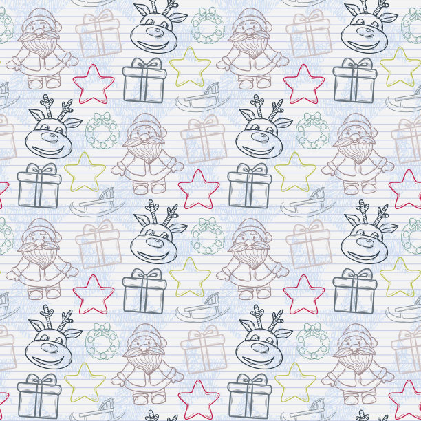 矢量抽象无缝圣诞图案图片下载