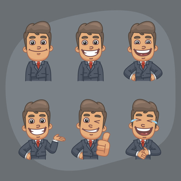 商人一套六种姿势贴纸包装第一部分图片下载