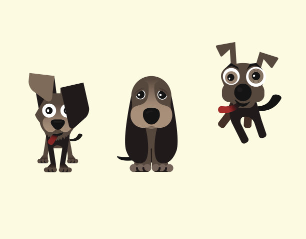 三个快乐的狗图片下载