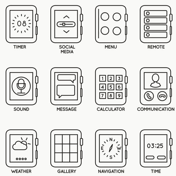 一套向量工具包的移动手表-第一部分图片下载