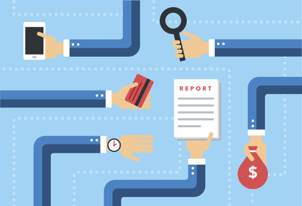 业务平面矢量背景与手图片下载