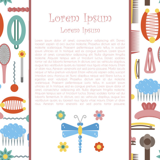 矢量插图与卡通扁平发夹背景图片下载