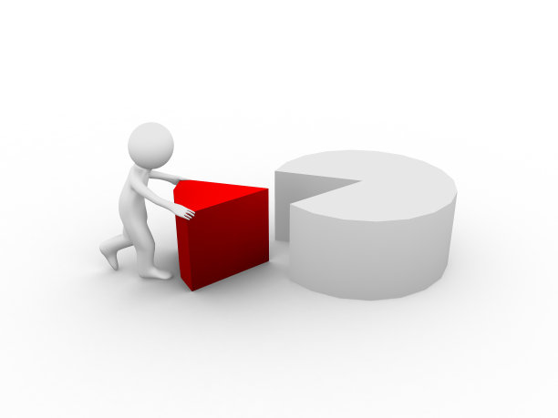 3d人与饼图，商业竞争图片下载