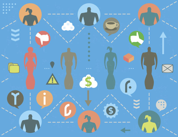 有网络用户和图标的社交媒体图片下载