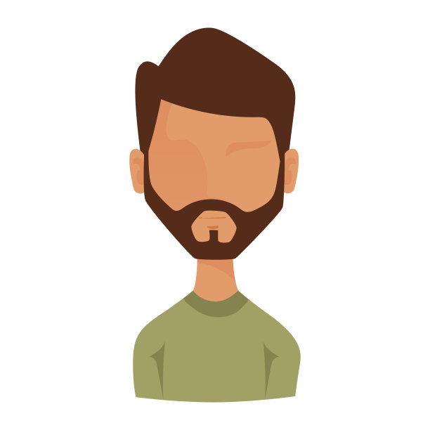 男人肖像脸图标web头像平面风格矢量图片下载