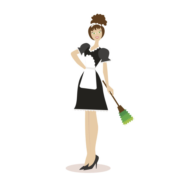 女管家穿着工作服孤立在白色背景上。在白色背景上孤立的扁平字符。向量,EPS10插图。图片下载