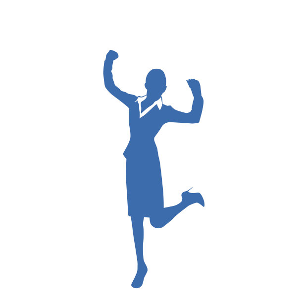 女商人剪影兴奋地举起手图片下载