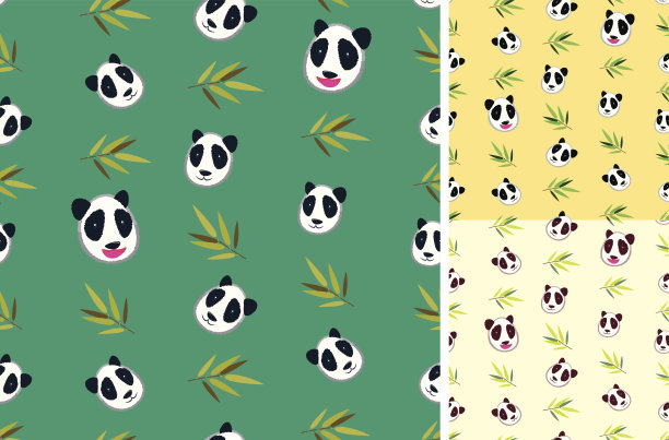 熊猫竹子模式素材图片