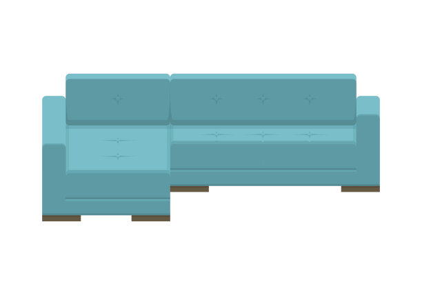 角落里的沙发。蓝色的现代沙发。图片下载