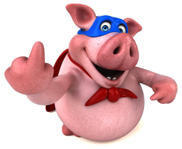 有趣的猪- 3D插图图片下载