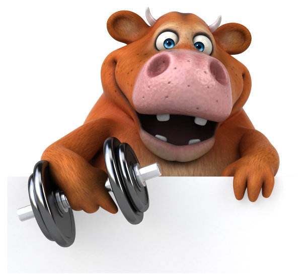有趣的牛- 3D插图图片下载