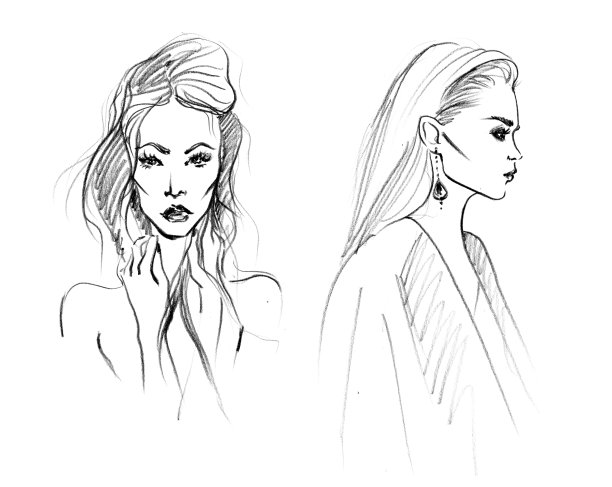 两个时尚女人的素描图片下载