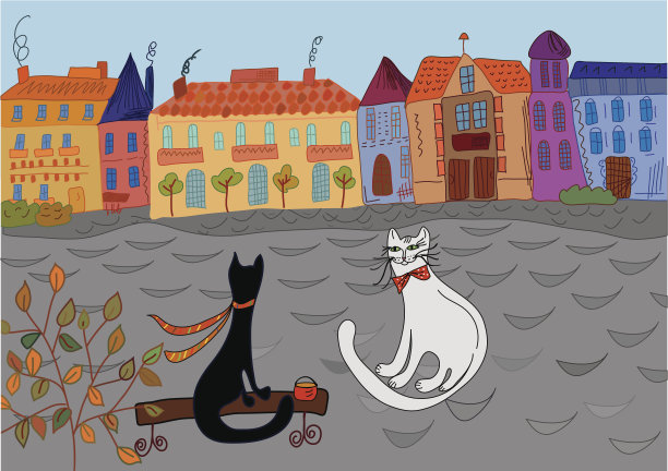 猫在镇上的约会图片下载