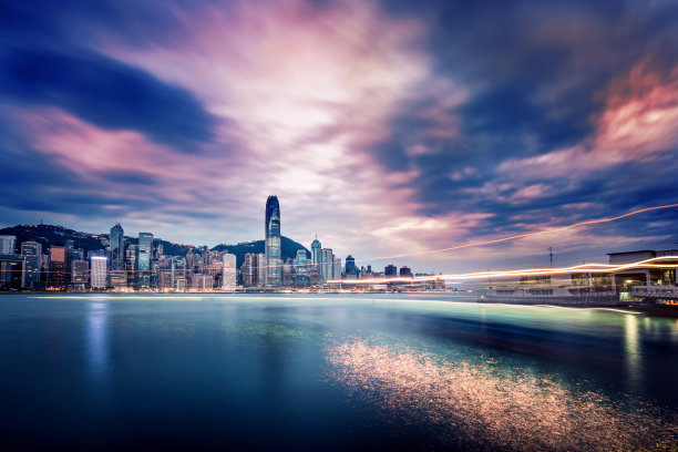 香港维多利亚港日出图片下载