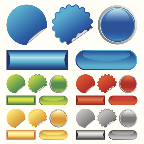 按钮，横幅，标签，…多色图片下载