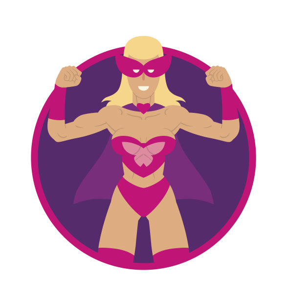 圆框，戴粉色面具的女超人图片下载