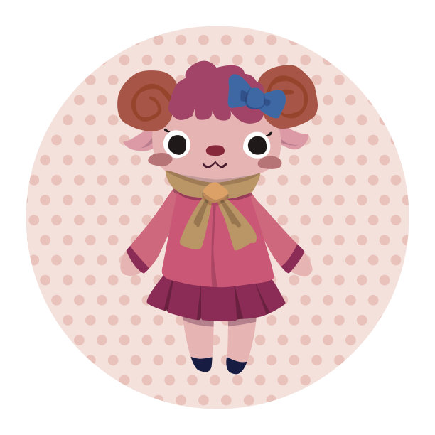 冬季动物绵羊平面图标元素背景，eps10图片下载