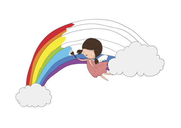 可爱的涂鸦一个女孩的天使画图片下载