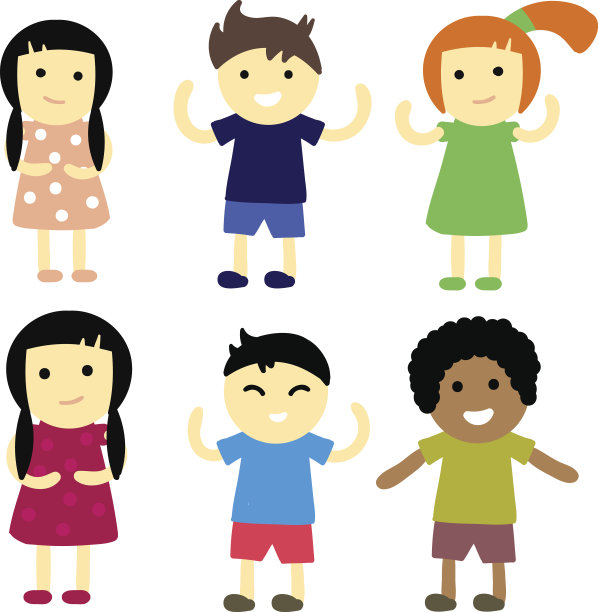 不同的孩子矢量插图。图片下载