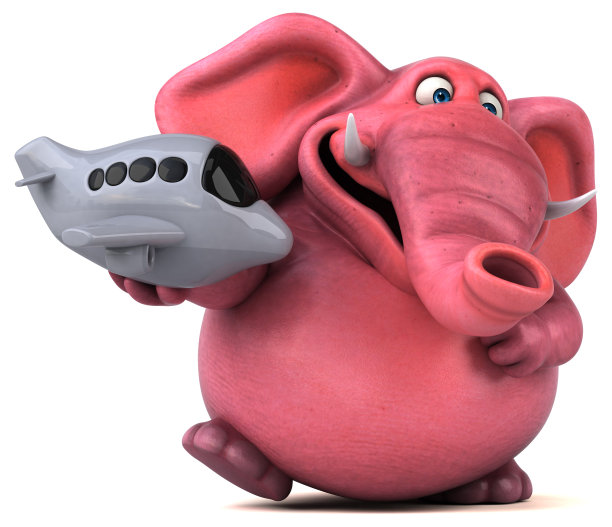 粉色大象- 3D插图图片下载