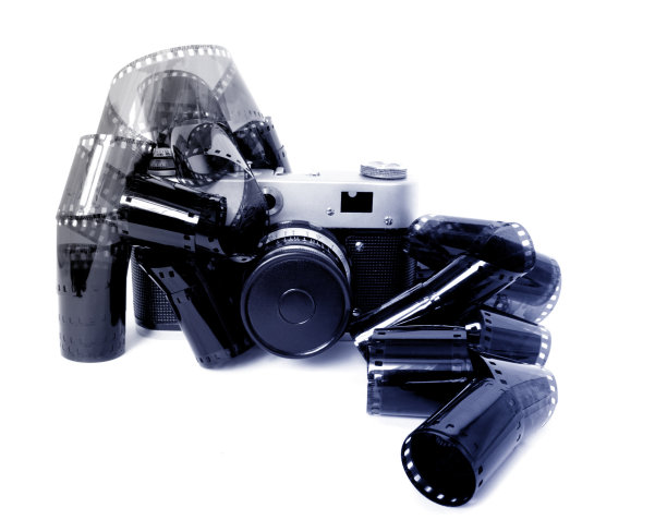 旧相机和胶卷孤立图片下载