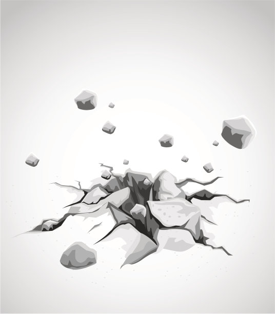 灰色的混凝土地面被强力撞击开裂图片下载