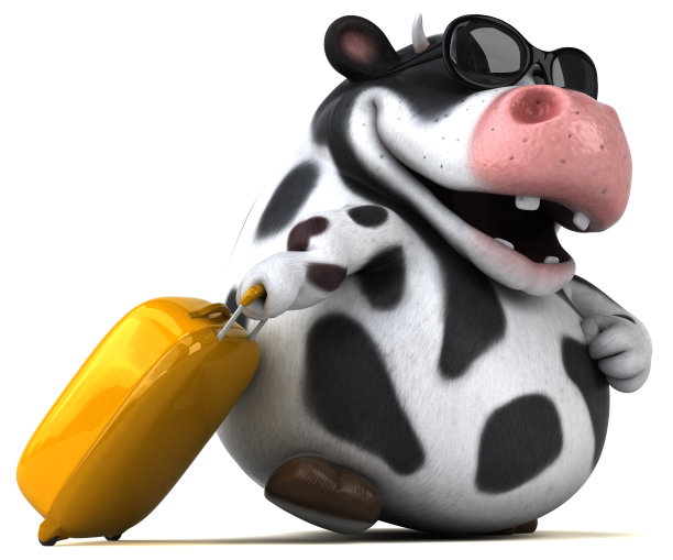 有趣的牛- 3D插图图片下载