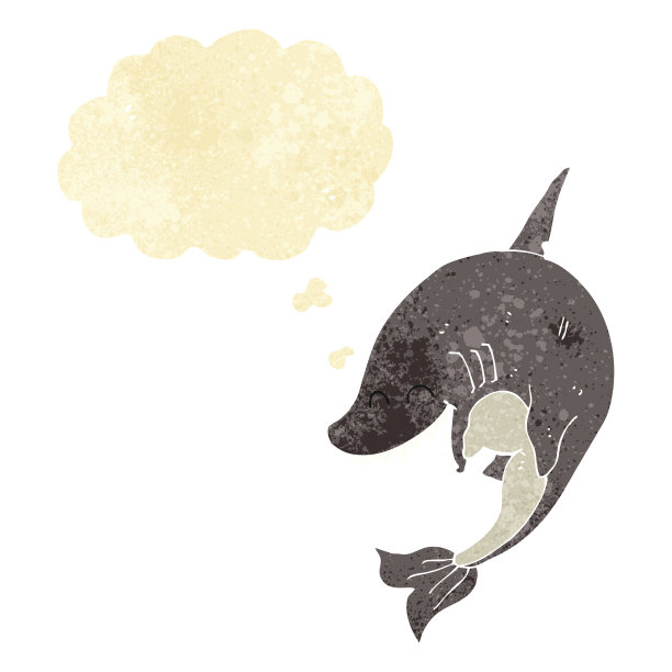 卡通鲨鱼与思想泡泡图片下载