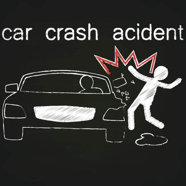 黑色汽车碰撞粉笔侧面碰撞图片下载