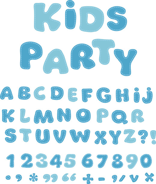 儿童的有趣字母表。可爱的卡通字母图片下载