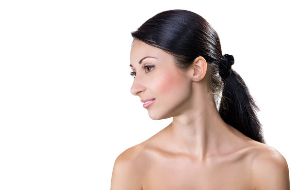 白色背景上美丽女人的肖像图片下载