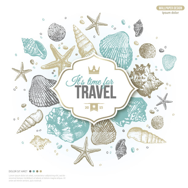 Vintage Summer Sea Shells旗帜图片下载