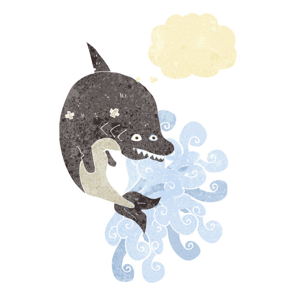 卡通鲨鱼与思想泡泡图片下载