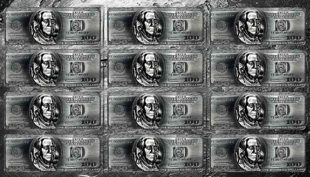 图像金属美元钞票。图片下载