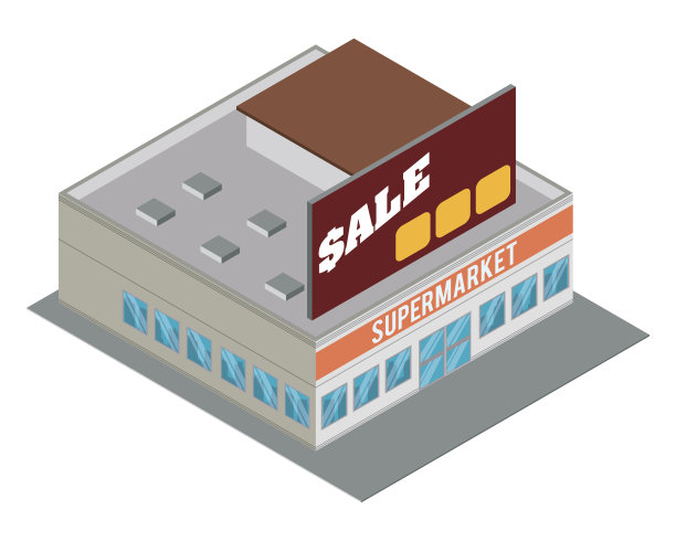 超市商店设计。图片下载