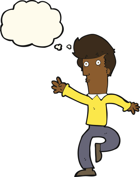 带思维泡泡的卡通奔跑男子图片下载