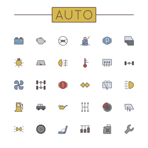 矢量彩色自动线图标图片下载
